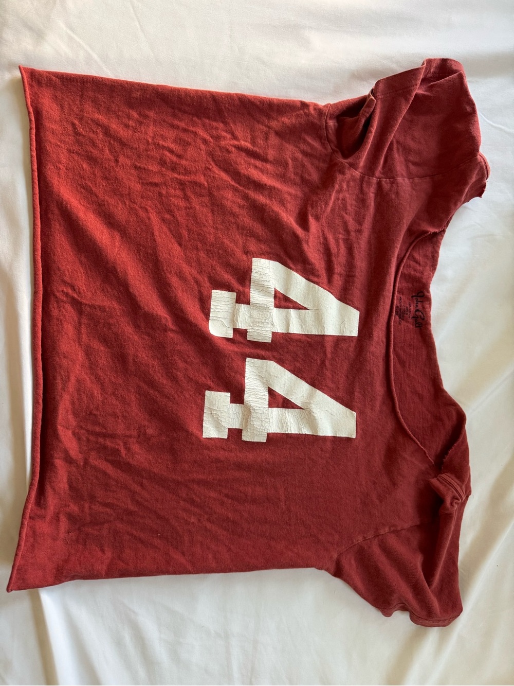 Brandy Melville Rust Red Tee with White '44' Graphic